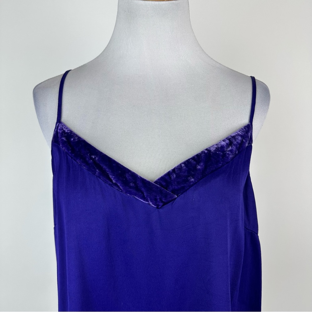 Anthropologie Floreat Purple Velvet Trim Cami Top Size Large - Picture 2 of 12